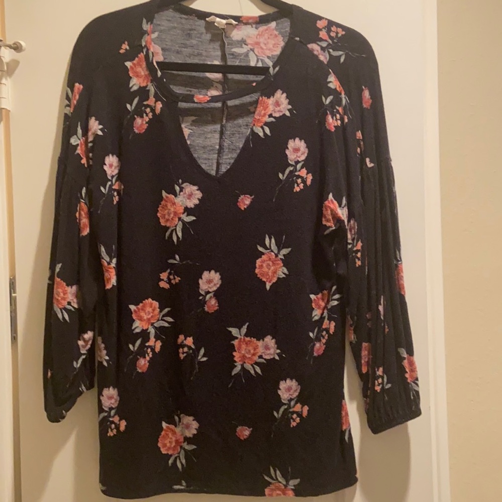 Large black floral shirt